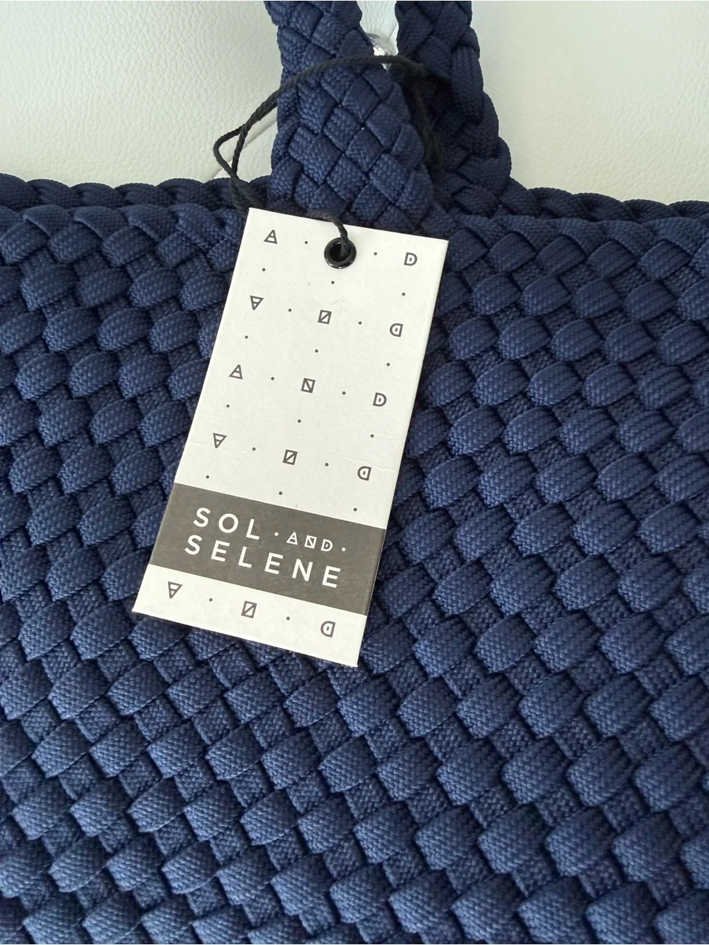 Braided Tote Bag in Navy Blue - Picture 5 of 7